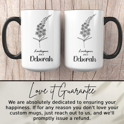 Personalized Larkspur July Deborah Custom Mug