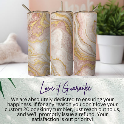 Custom 20 oz Skinny Tumbler with Marble Design