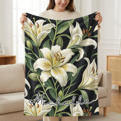 Personalized Floral Blanket with Name Michelle