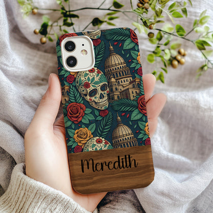 Custom Skull and Cathedral Design Phone Case
