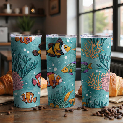 Colorful Underwater Fish Design Tumbler Cups