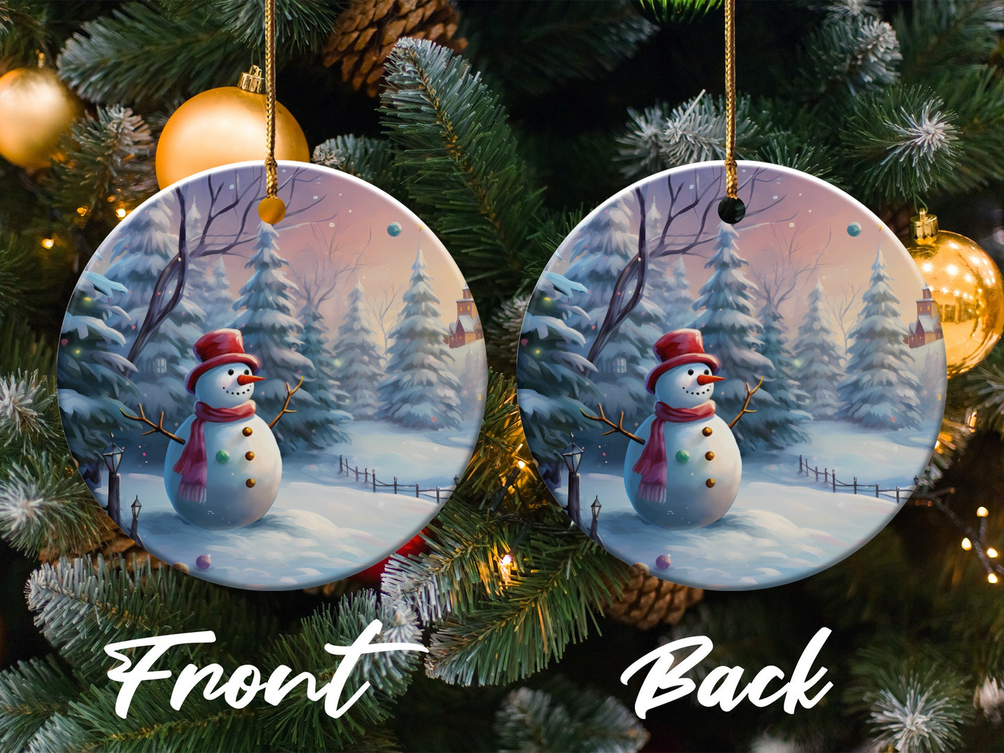 Snowman Scene Holiday Christmas Tree Ornament product