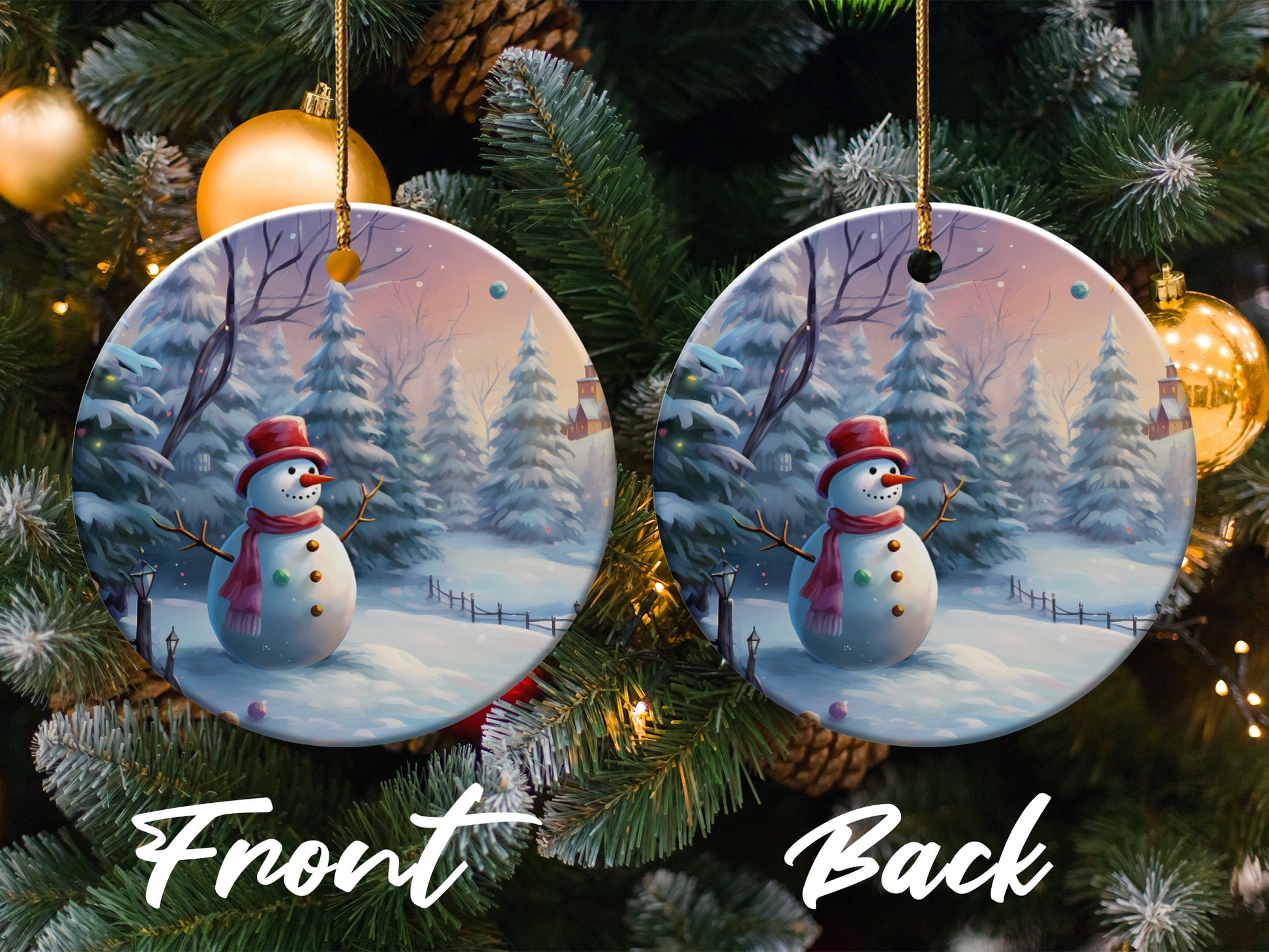 Snowman Scene Holiday Christmas Tree Ornament product