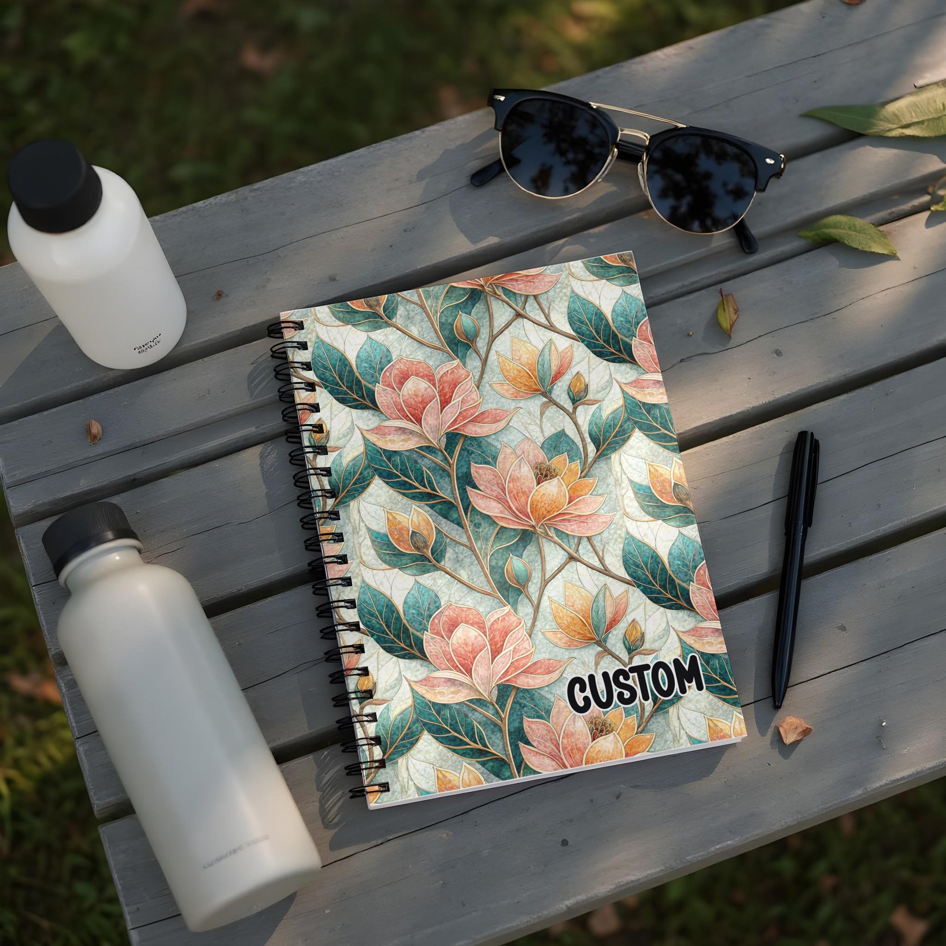 Beautiful Floral Custom Design Spiral Notebook