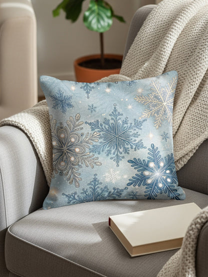 Blue Snowflake Pattern Cushion Pillow for Modern Decor