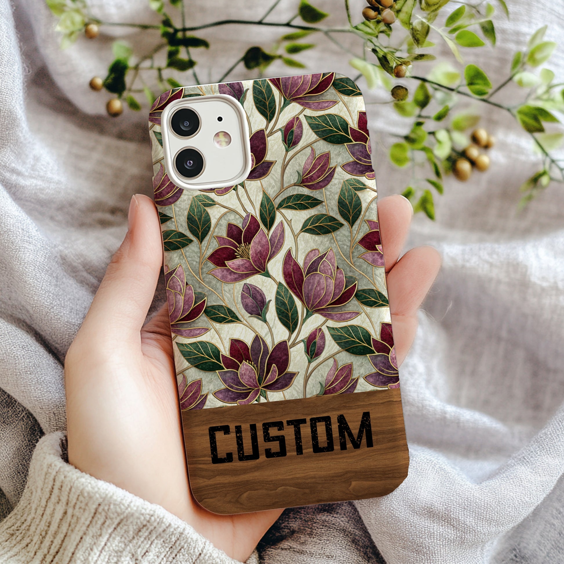 Custom Floral Design iPhone Case with Elegant Flowers