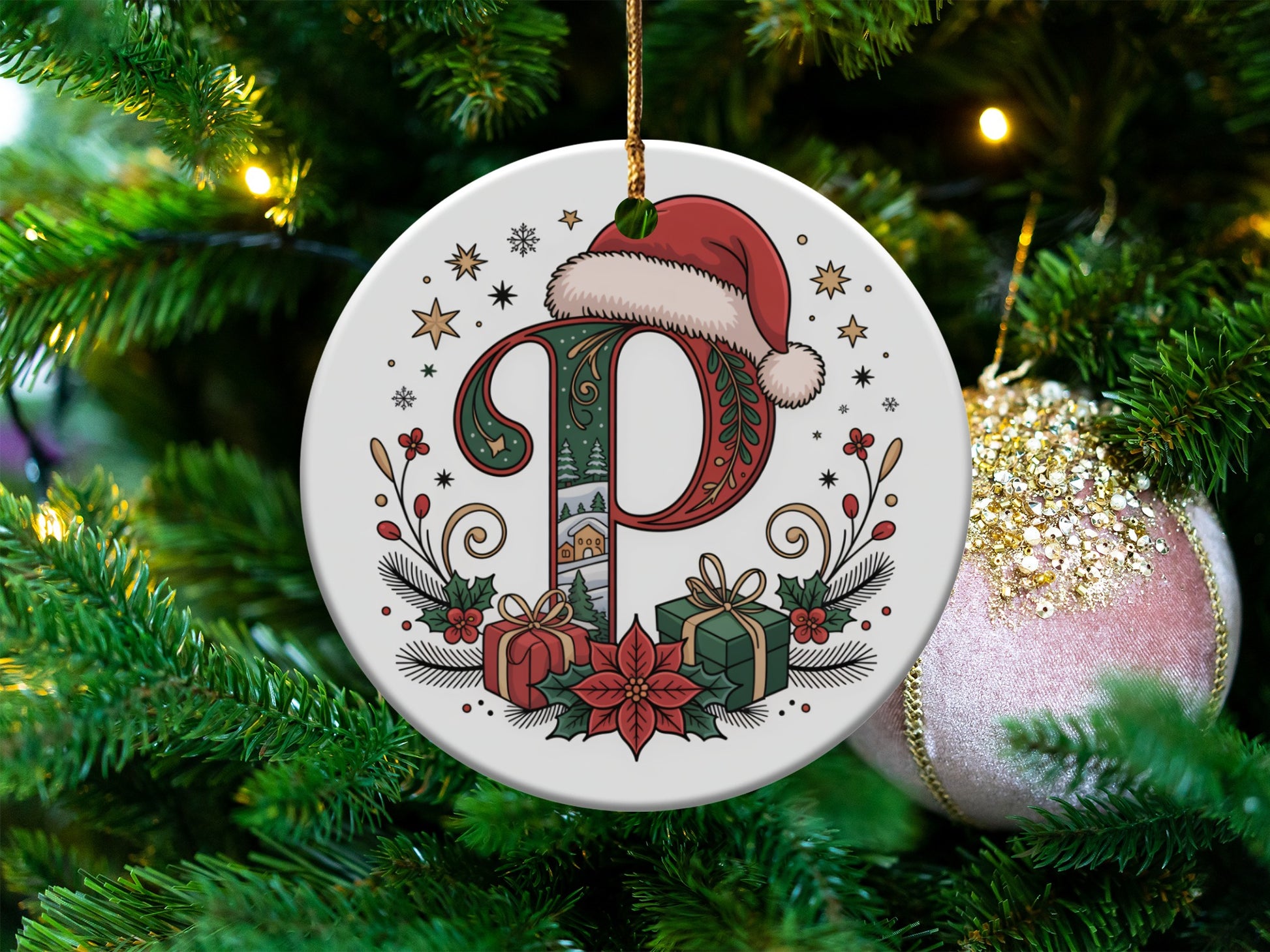 Personalized Festive Holiday Ornament P product type