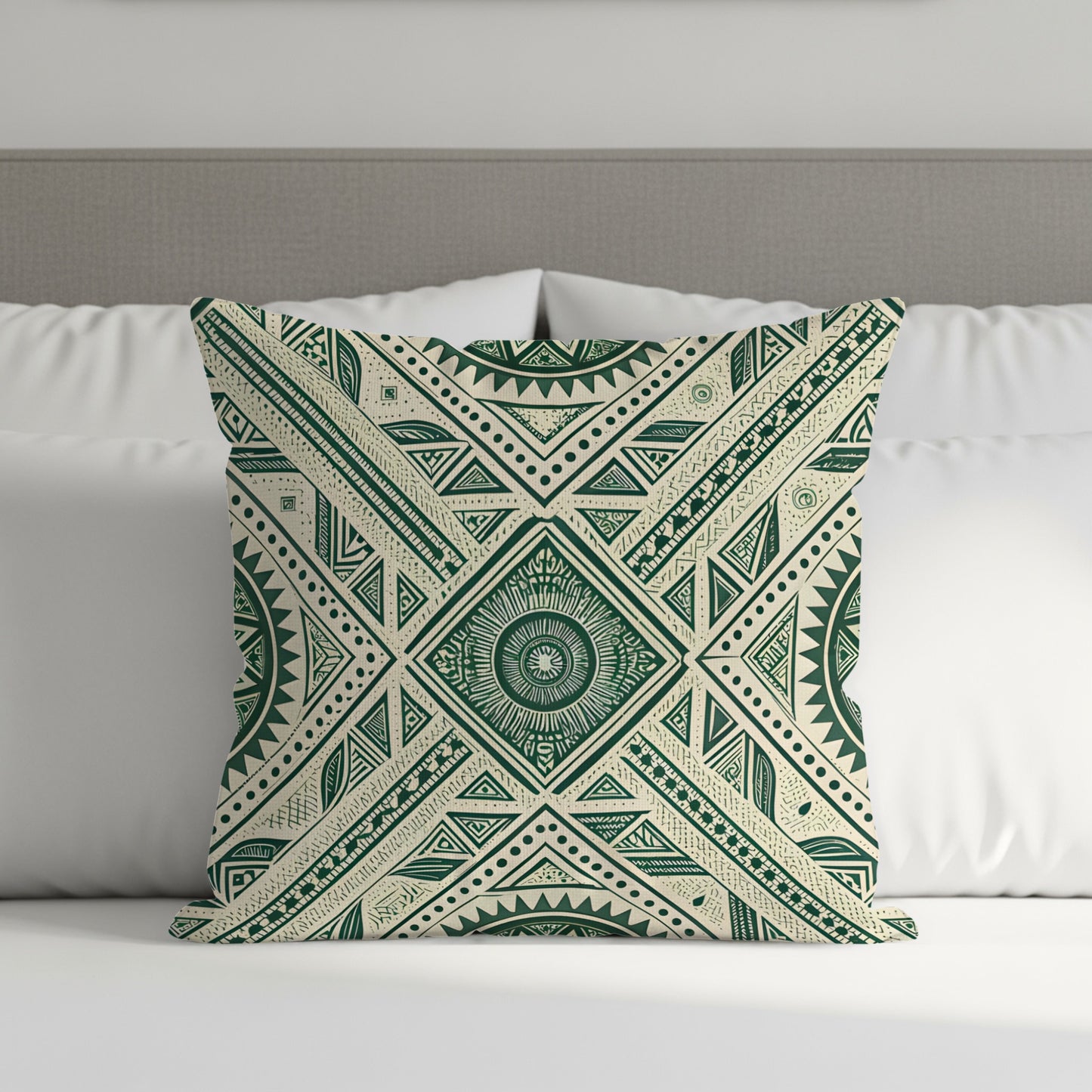 Geometric Tribal Pattern Green Design Pillow Product
