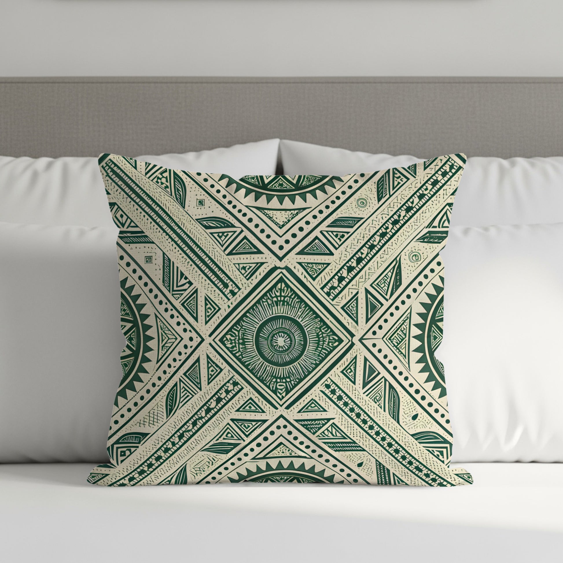 Geometric Tribal Pattern Green Design Pillow Product