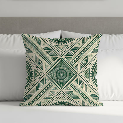 Geometric Tribal Pattern Green Design Pillow Product