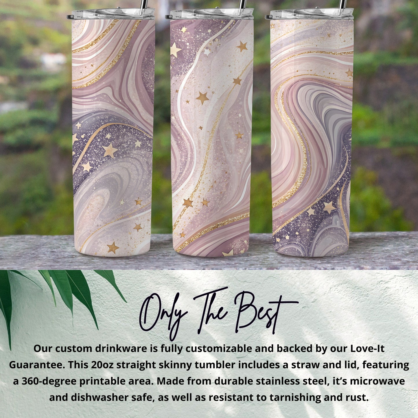 Customizable 20oz Straight Skinny Tumbler with Straw