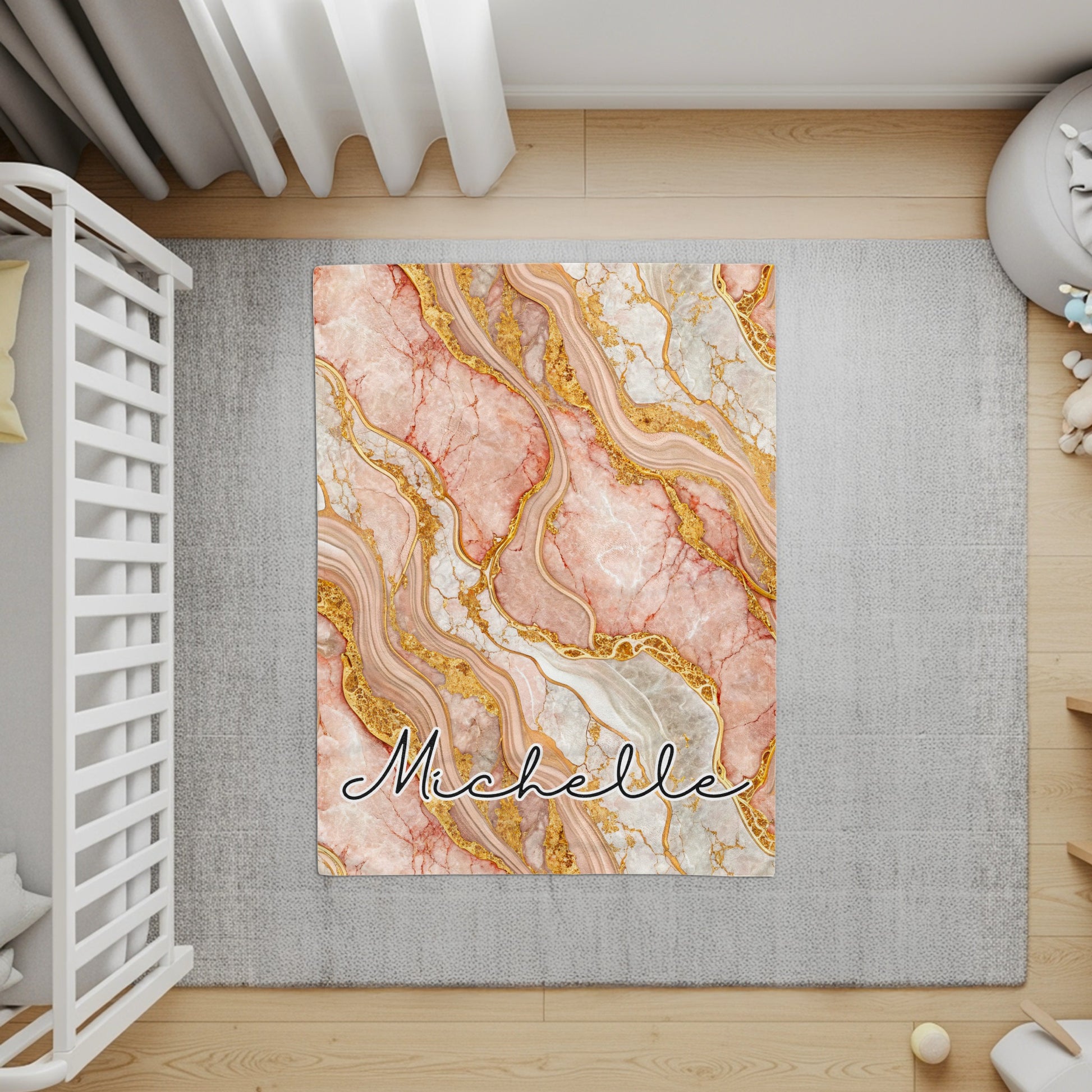 Personalized Marble Design Baby Nursery Rug