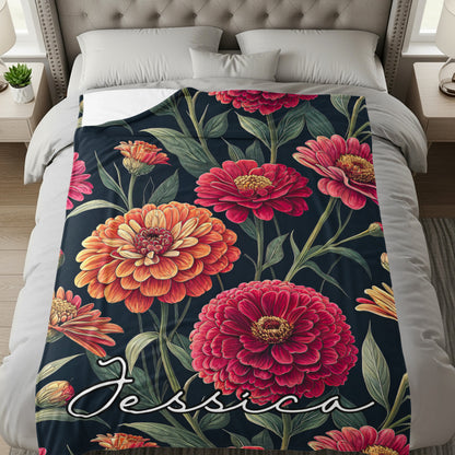 Floral Botanical Personalized Custom Name Blanket Gift - Walk Greener