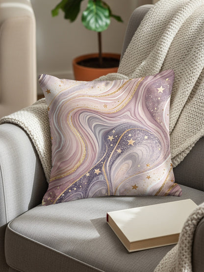 Dreamy Starry Abstract Design with Gold Accents Throw Pillows - Walk Greener