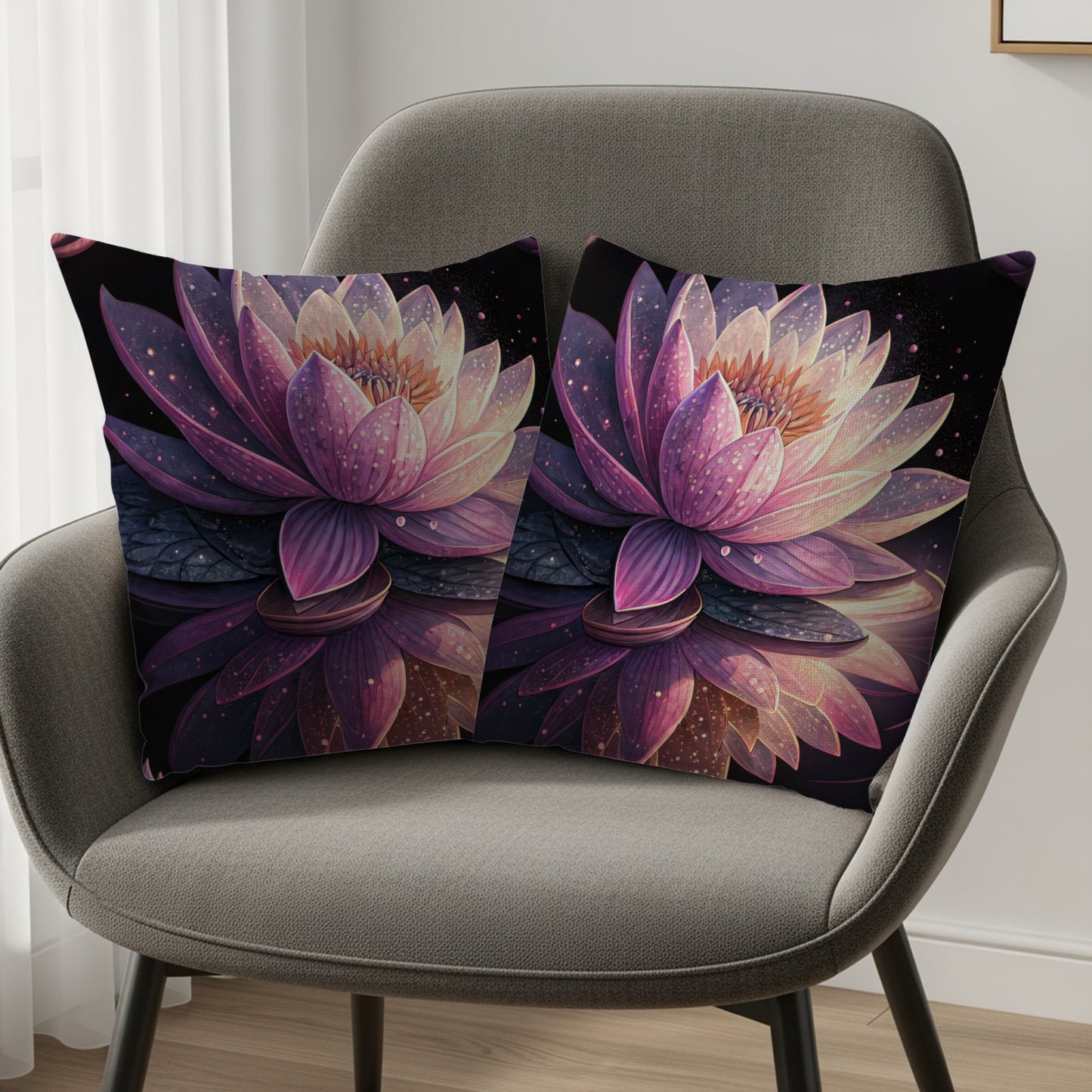 Elegant Lotus Flower Print Decorative Pillow Product