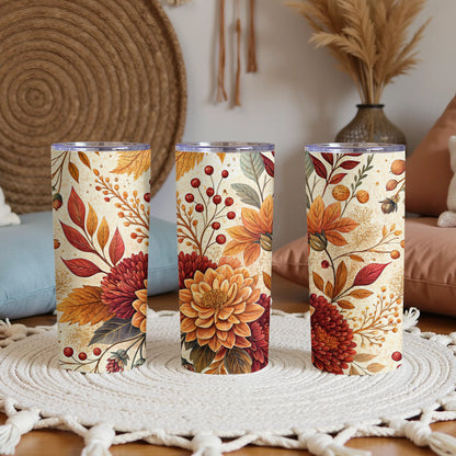 Autumn Leaves and Flowers Design Tumbler
