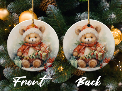Cute Festive Bear Ornament Front Back product type