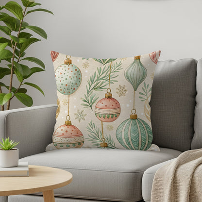 Pastel Repeat Pattern on Beige Background Throw Pillows - Walk Greener
