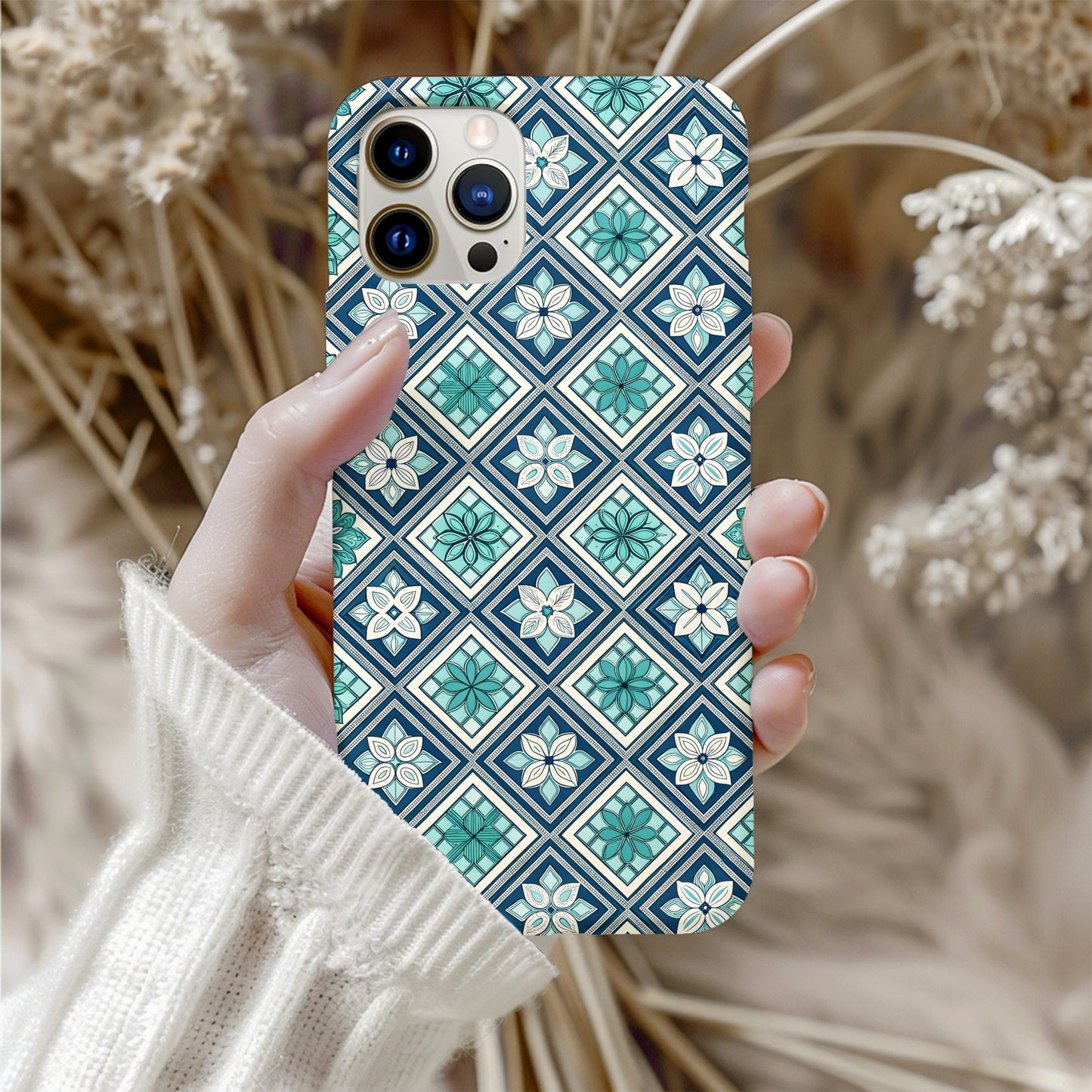 Geometric Floral Pattern Phone Case Design