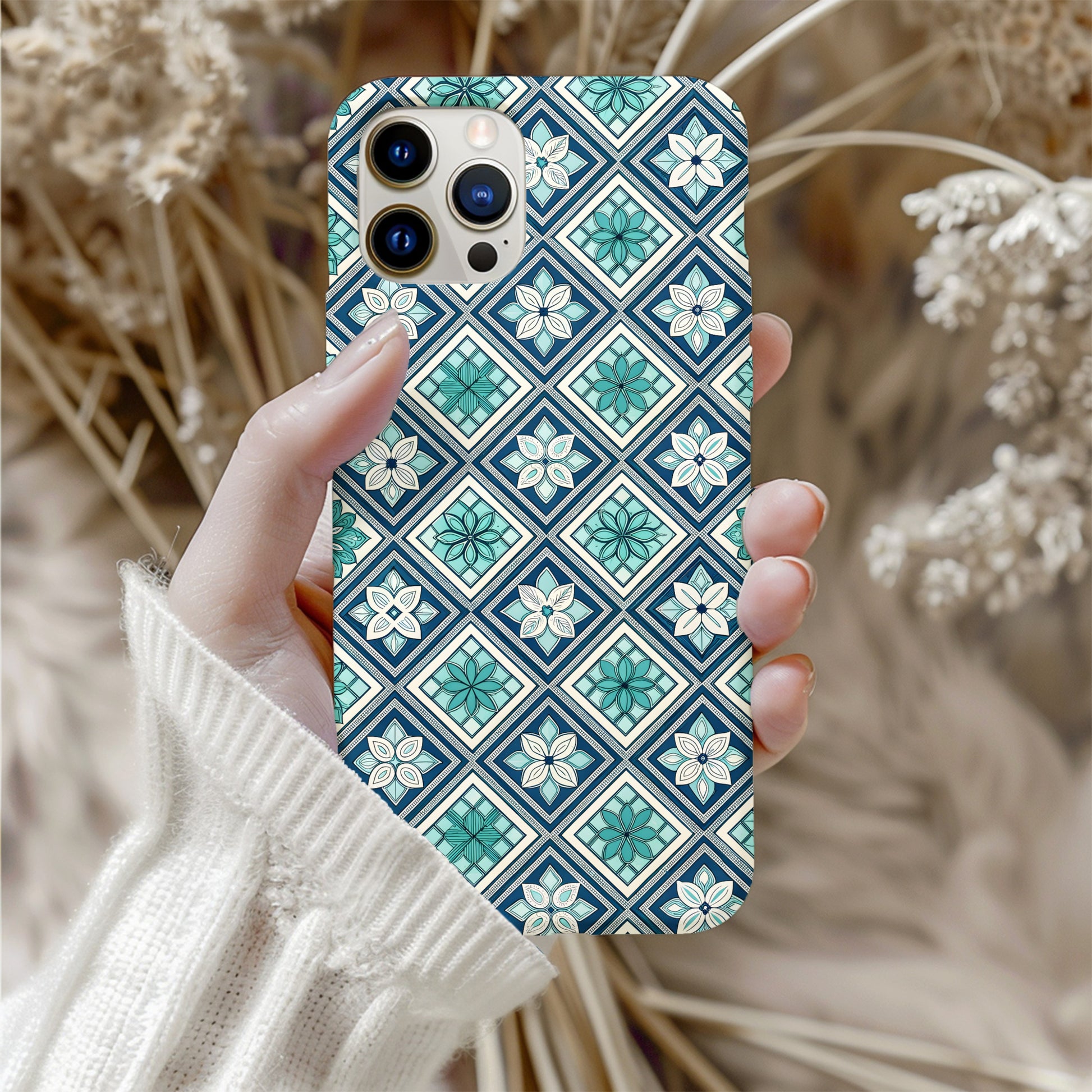 Geometric Floral Pattern Phone Case Design