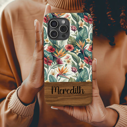 Personalized Tropical Floral Design Phone Case