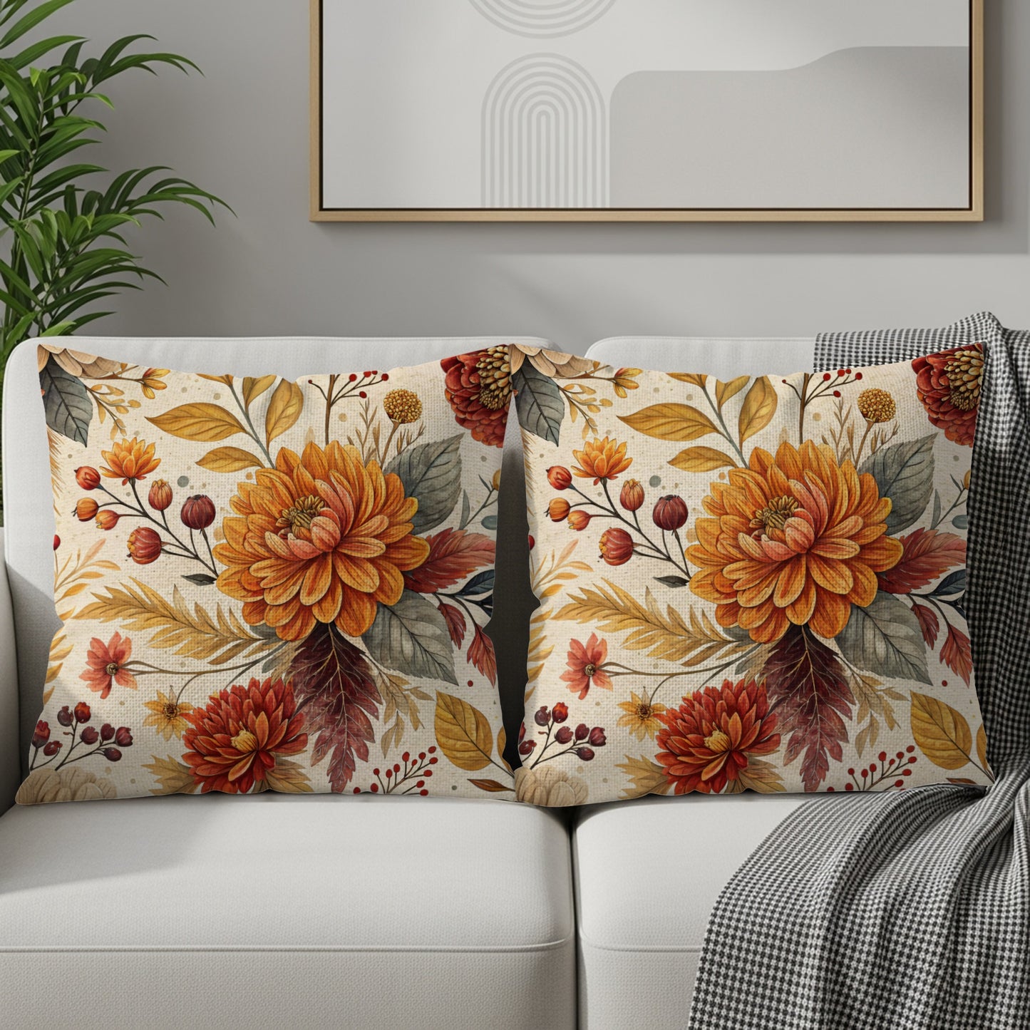 Elegant Floral Throw Pillow Cover for Home Décor