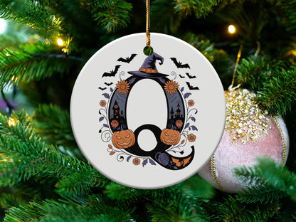 Floral Witch Hat Initial Q Ornament Product