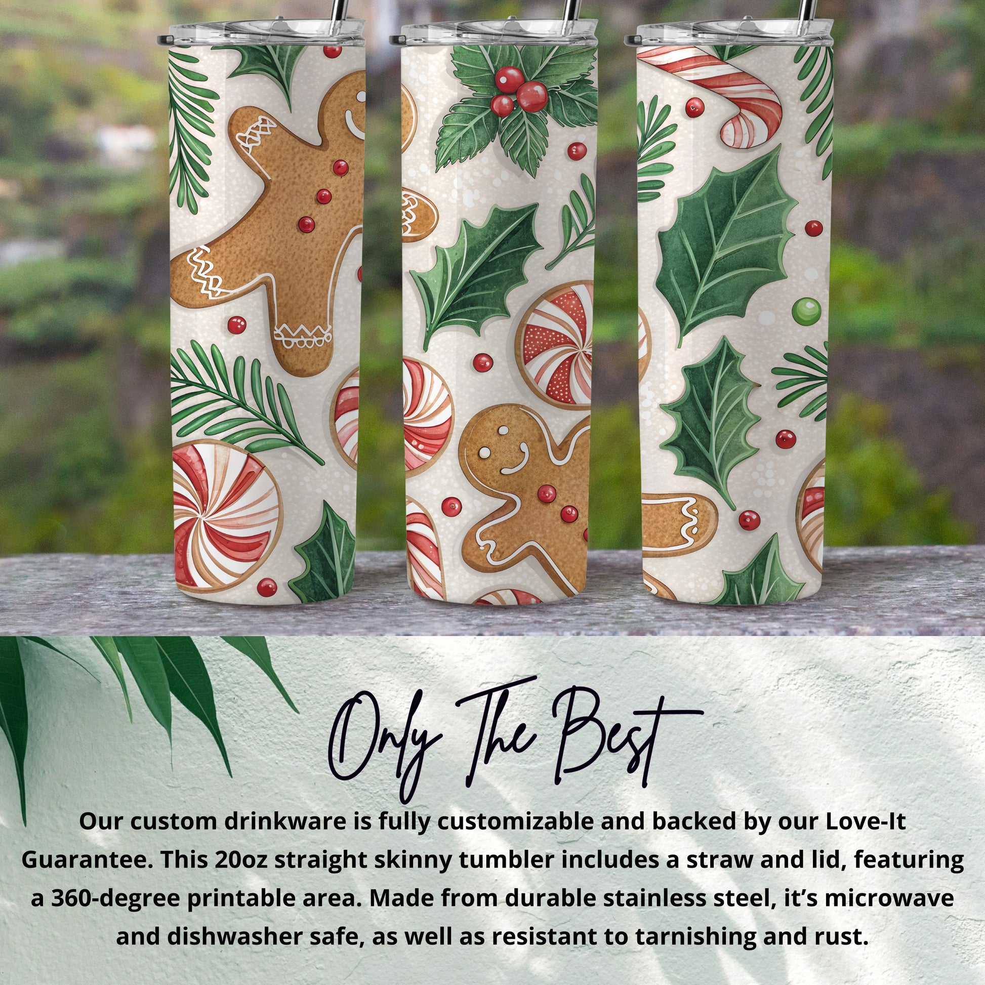 Festive Holiday Gingerbread Straight Skinny Tumbler