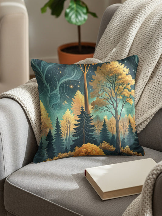 Forest Illustration Design Decorative Couch Pillow