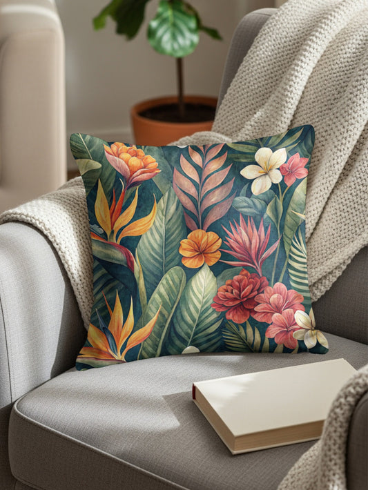 Tropical Floral Pattern Decorative Pillow Cushion