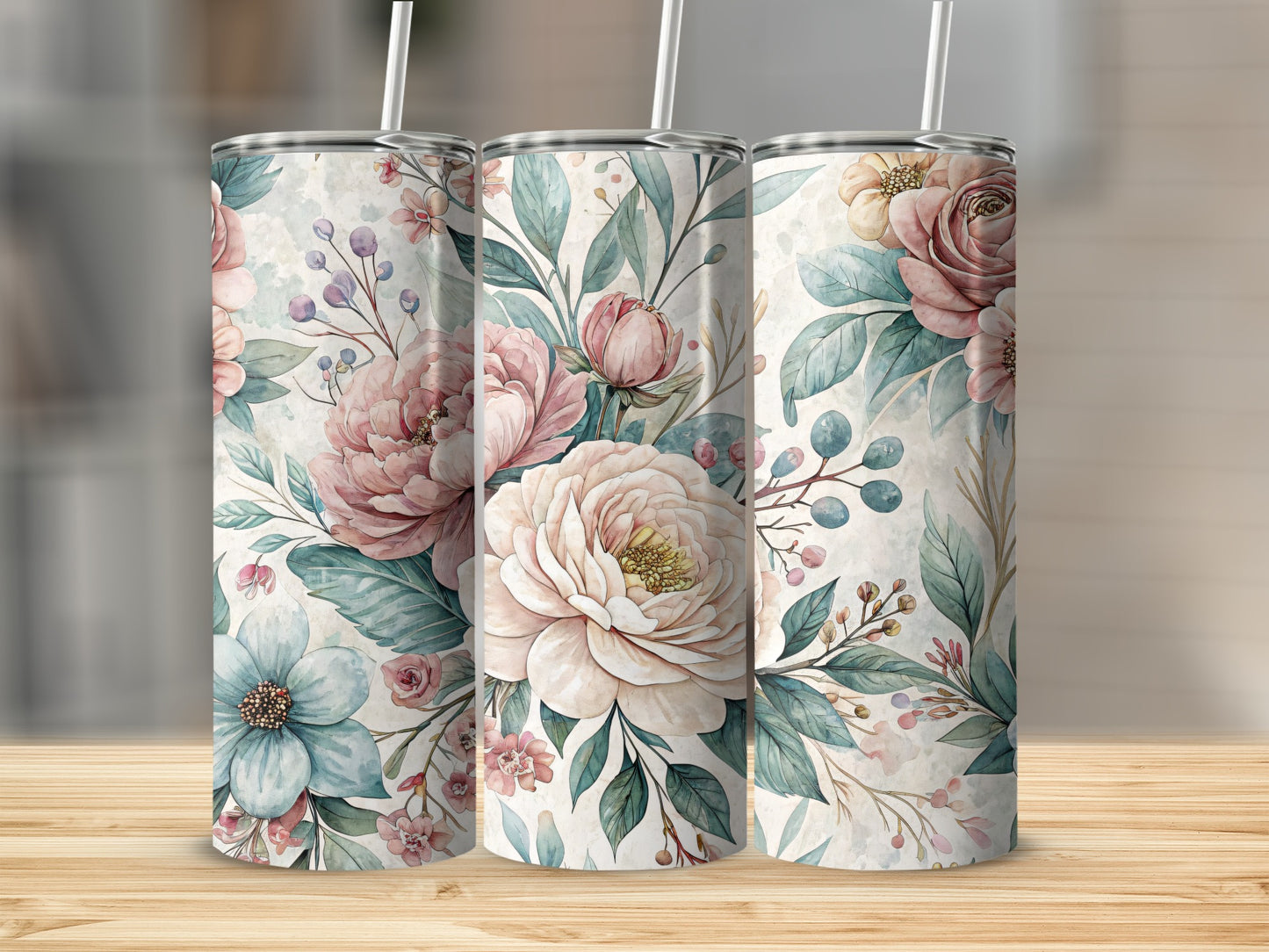 Watercolor Floral Delightful Delicate Design 20 oz Skinny Tumbler - Walk Greener