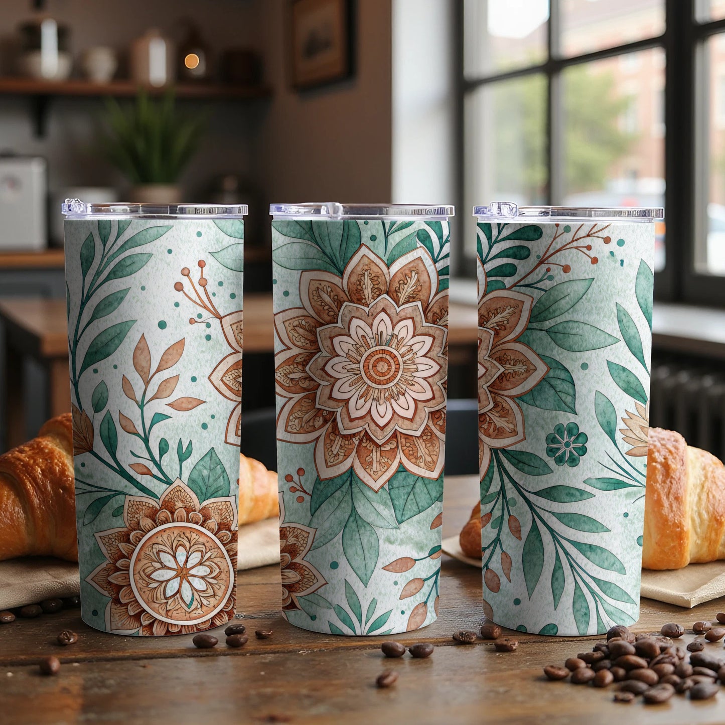 Floral Pattern Aesthetic on a 20 oz Skinny Tumbler - Walk Greener