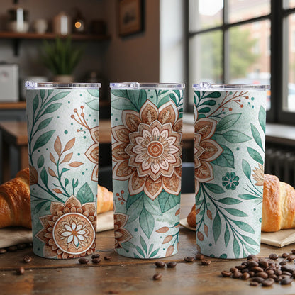 Floral Pattern Aesthetic on a 20 oz Skinny Tumbler - Walk Greener