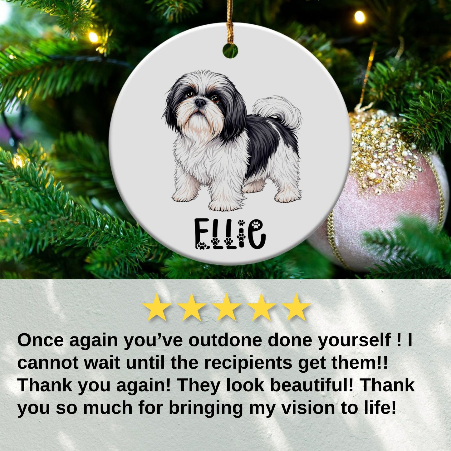 Custom Shih Tzu Ornament, Dog Ornament, Pet Ornament, Holiday Ornament, Christmas Ornament, Dog Lover Gift, Unique Ornament