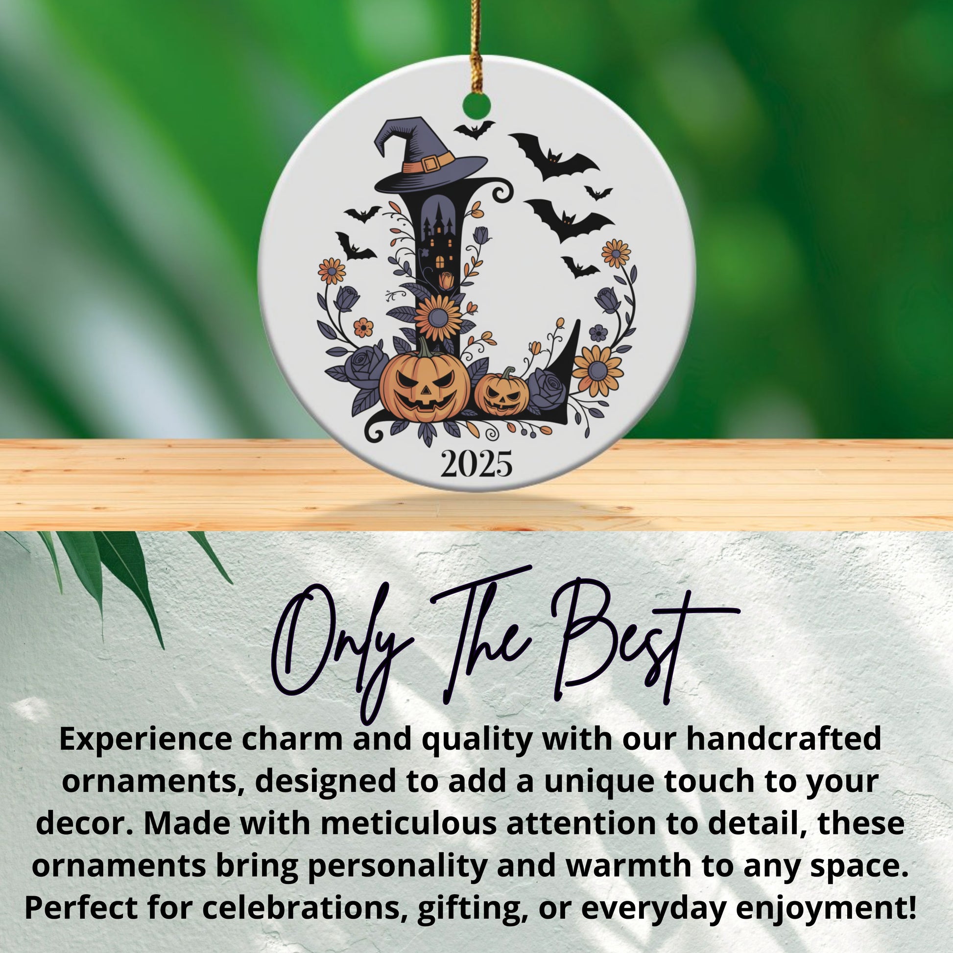 Halloween Witch and Pumpkin 2025 Ornament product