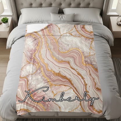 Elegant Custom Name Agate Design Print Personalized Custom Blanket - Walk Greener