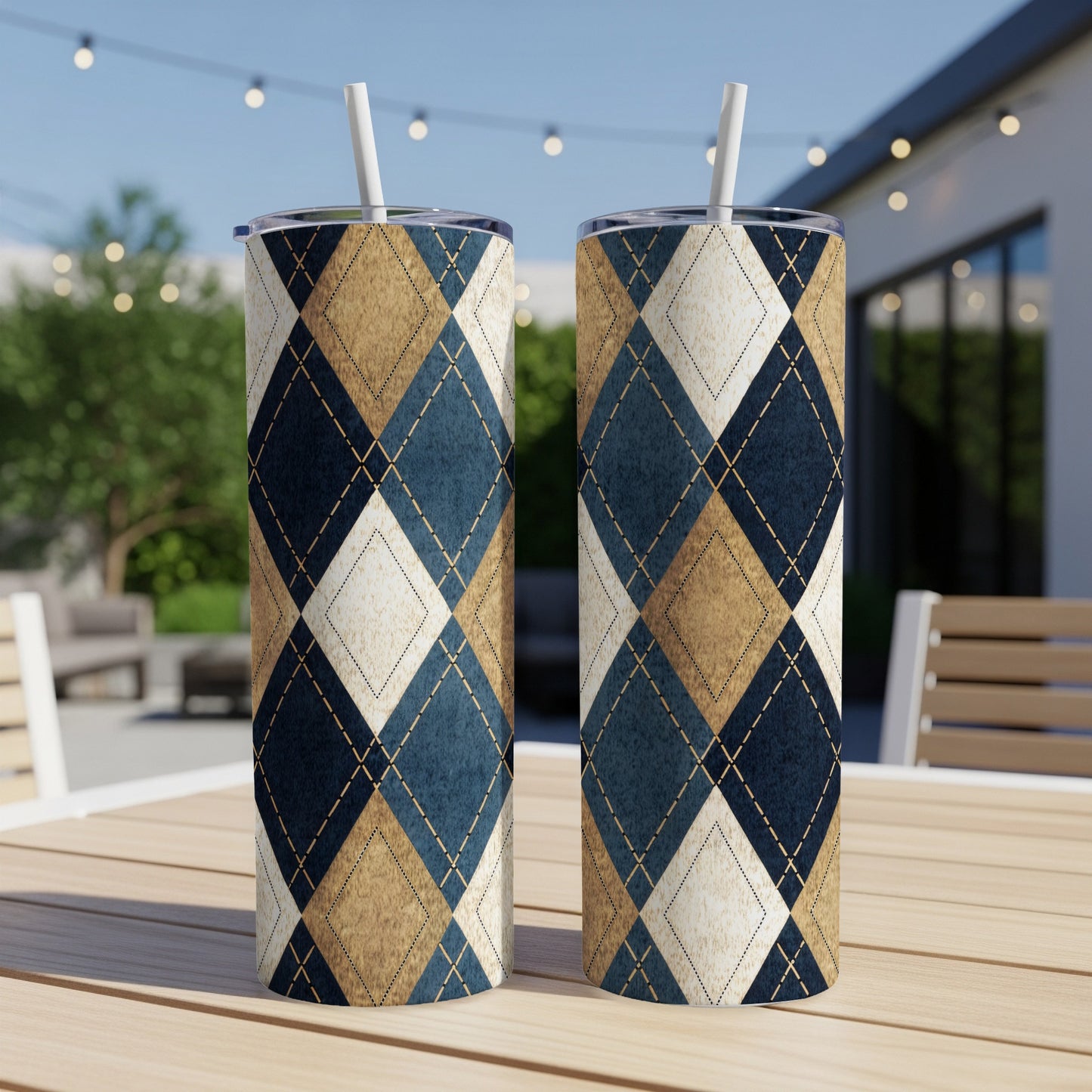 Stylish Argyle Patterned Insulated Tumbler Product