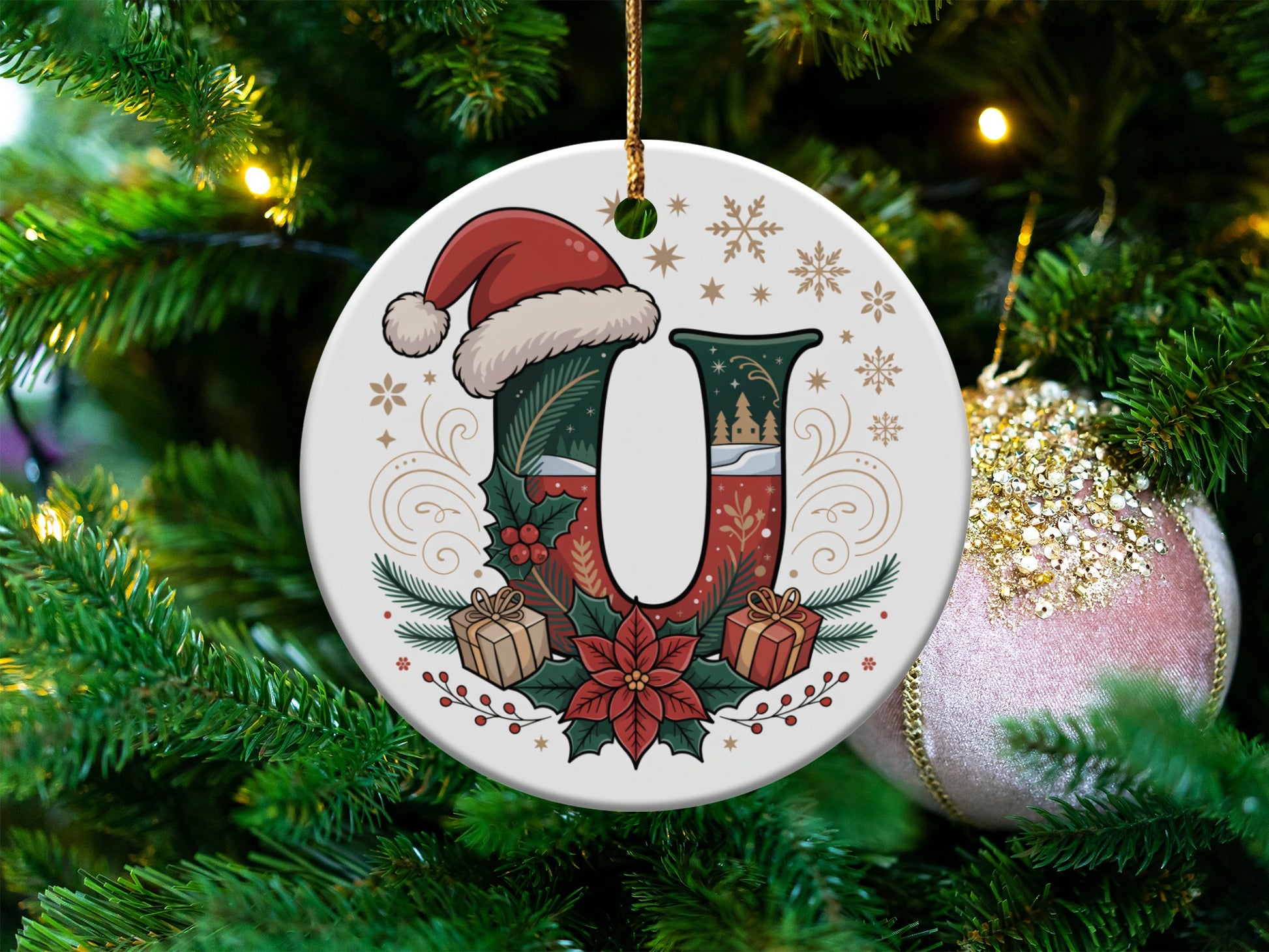 Personalized Christmas Monogram U Ornament product type