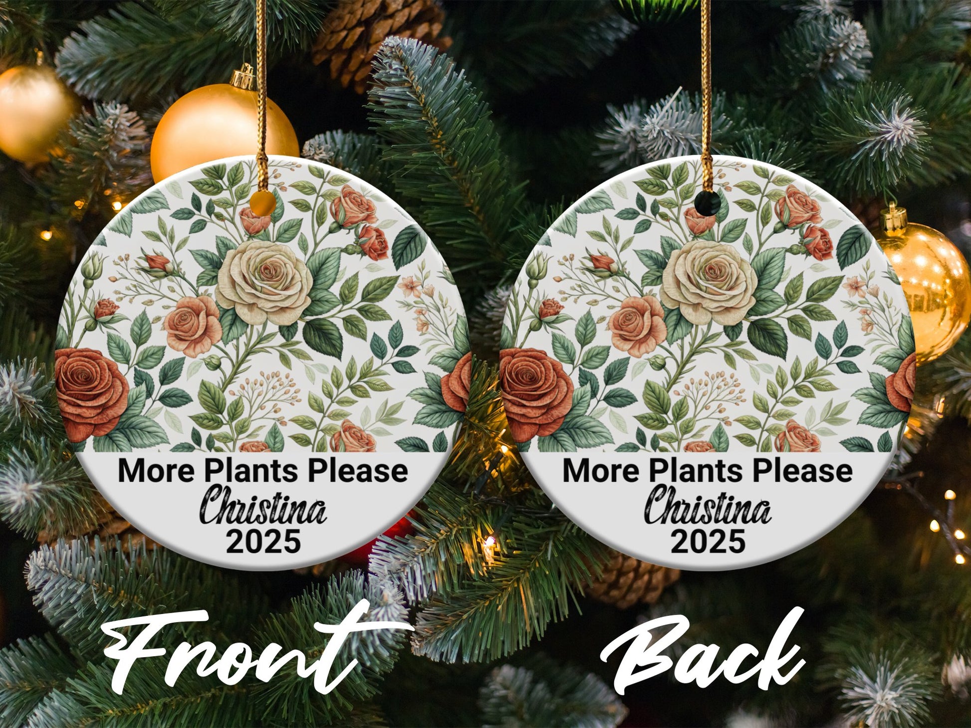 Botanical More Plants Please Personalized Ornament Product