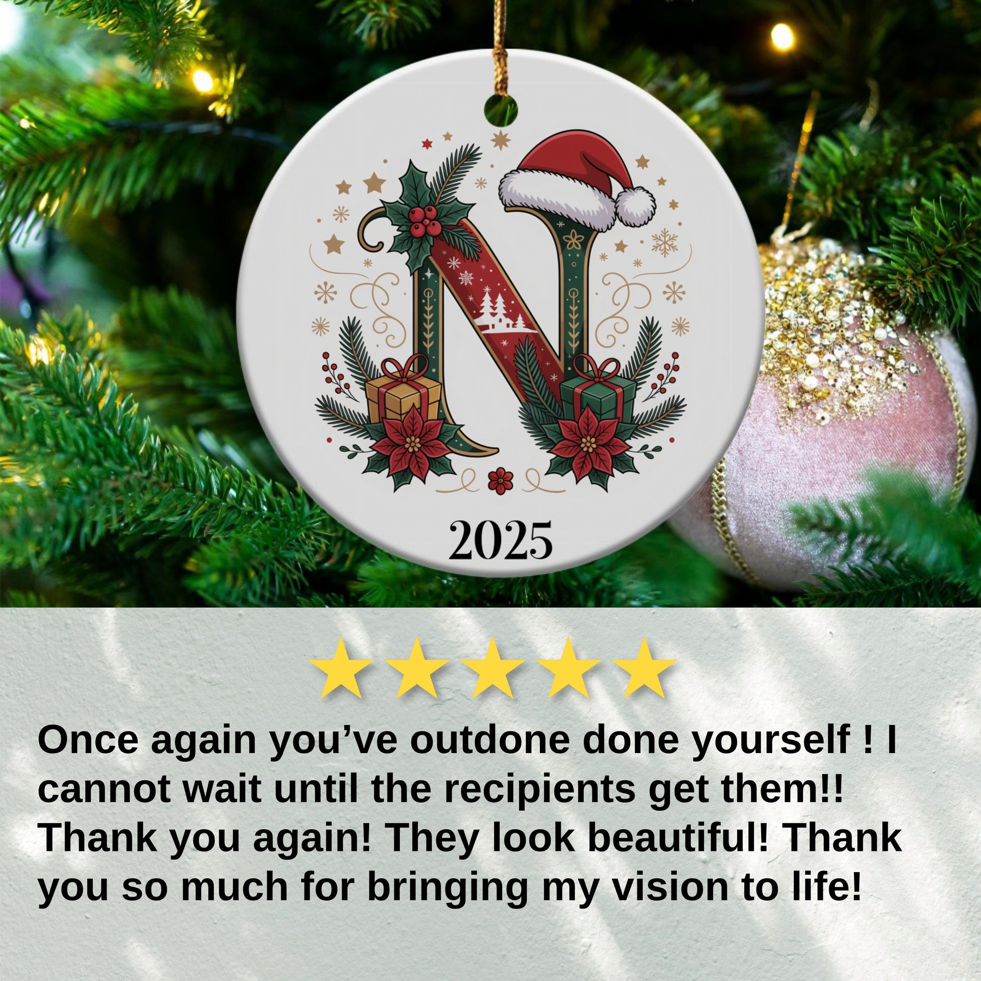 Christmas Tree Ornament with Letter N product