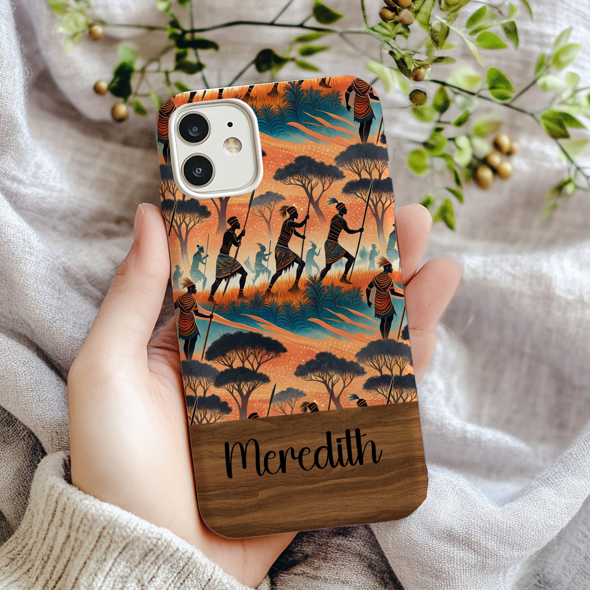 African Warriors Silhouettes Custom Scenic Pattern Custom Phone Case - Walk Greener