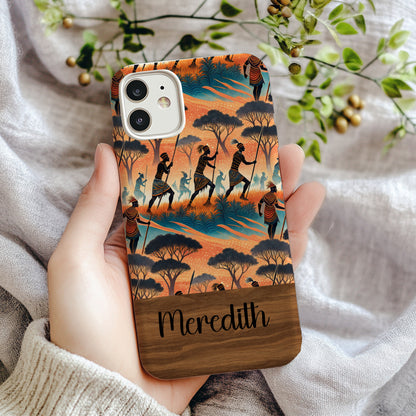 African Warriors Silhouettes Custom Scenic Pattern Custom Phone Case - Walk Greener