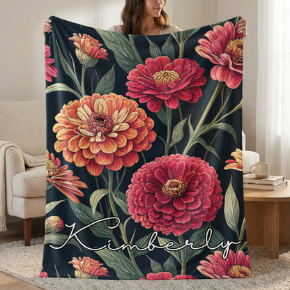 Floral Botanical Personalized Custom Name Blanket Gift - Walk Greener