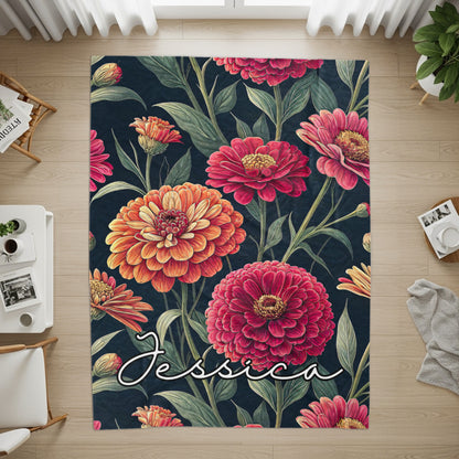 Floral Botanical Personalized Custom Name Blanket Gift - Walk Greener