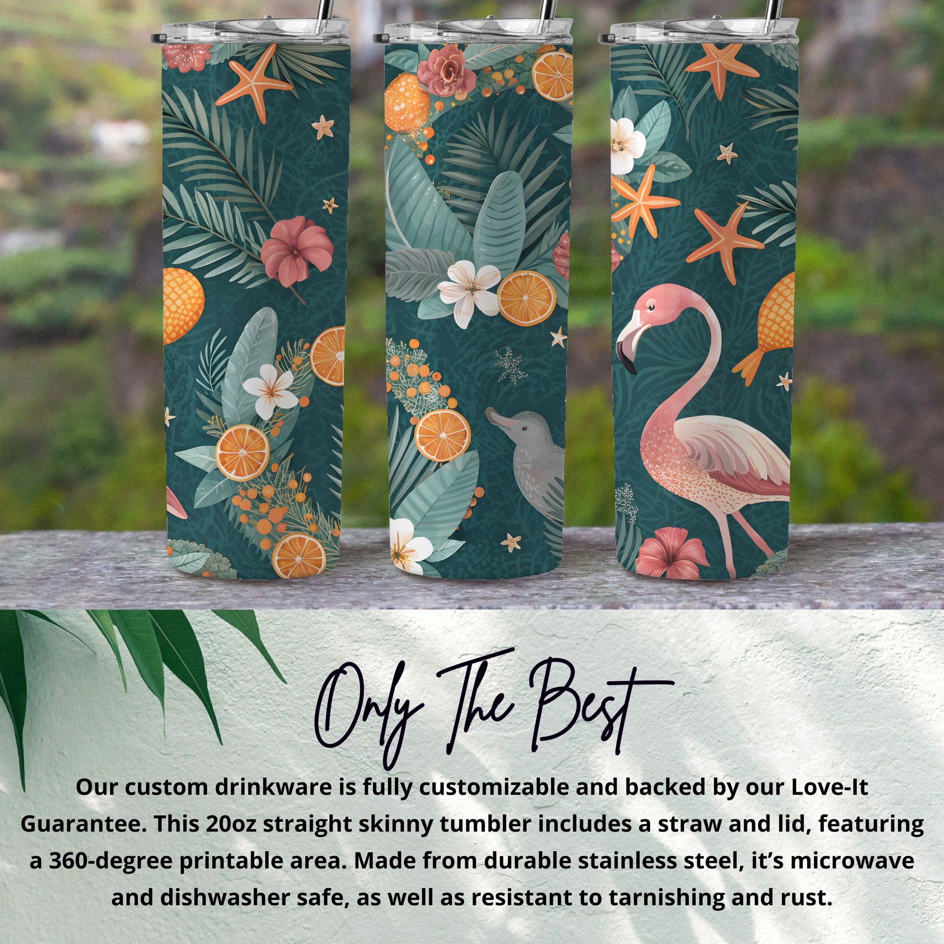 Tropical Design Insulated Stainless Steel Tumbler