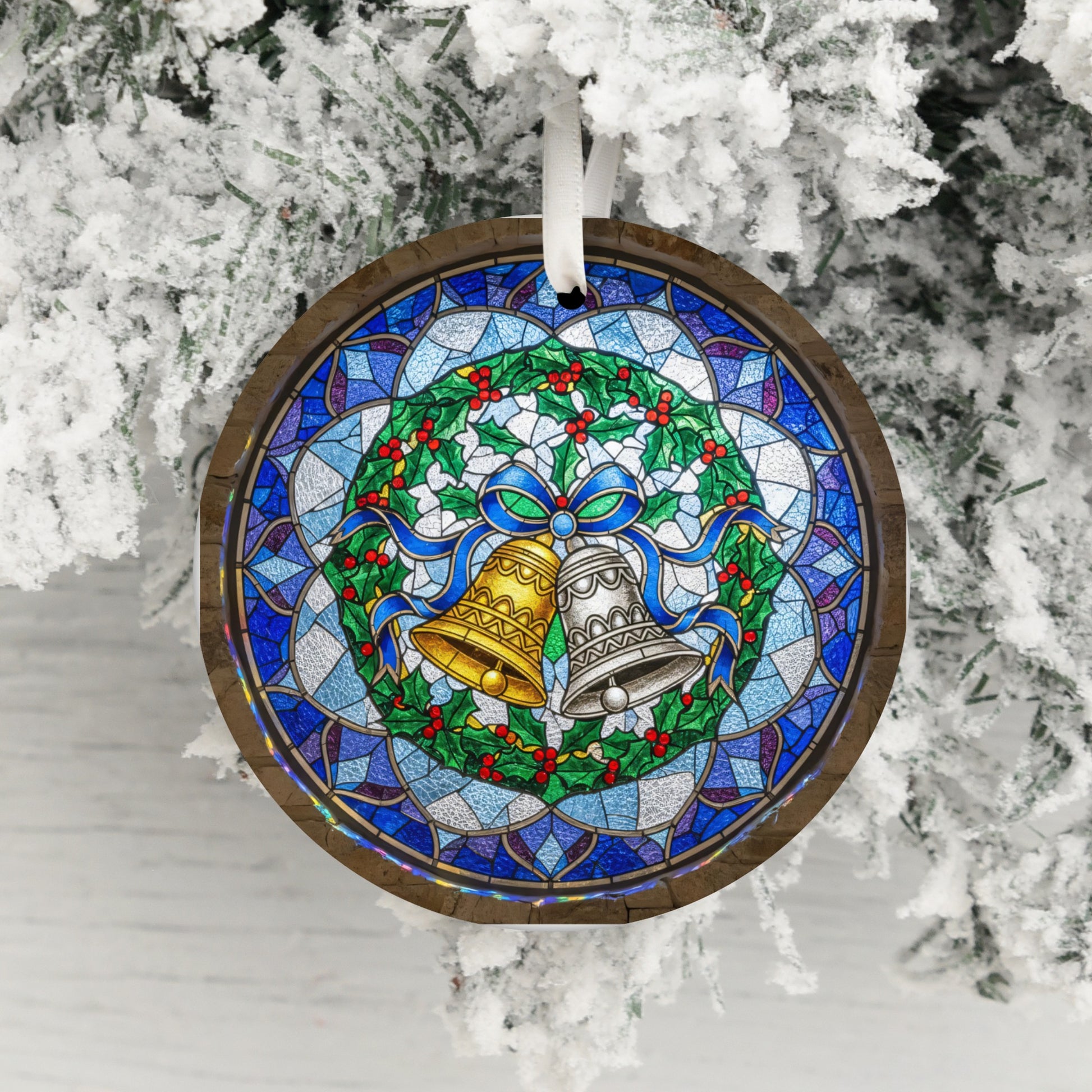 Stained Glass Holiday Bells Christmas Decoration product