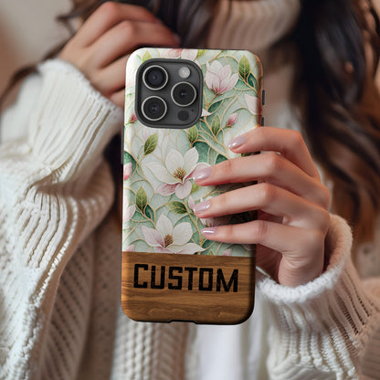 Custom Floral Design Phone Case with Blossoming Magnolias