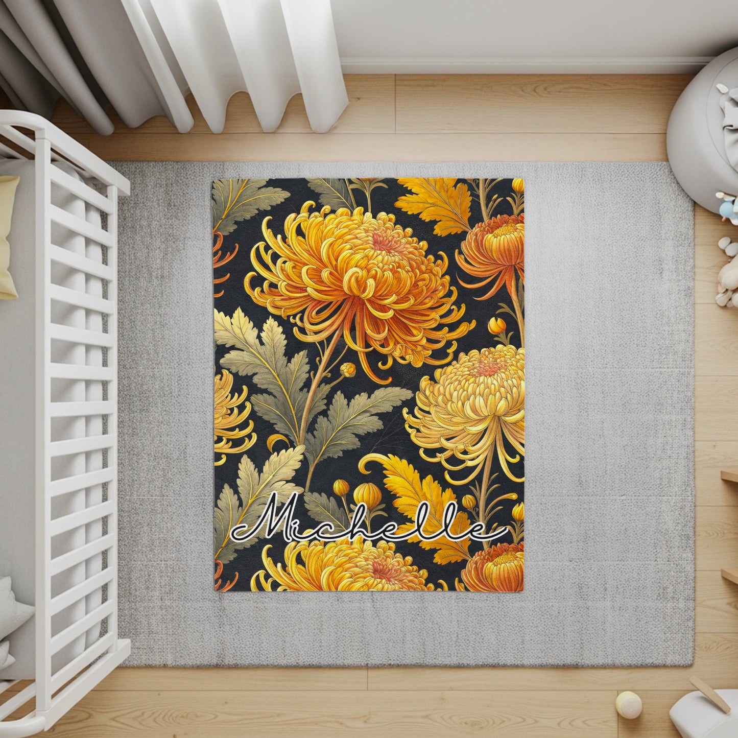 Personalized Floral Rug with Elegant Michelle Design