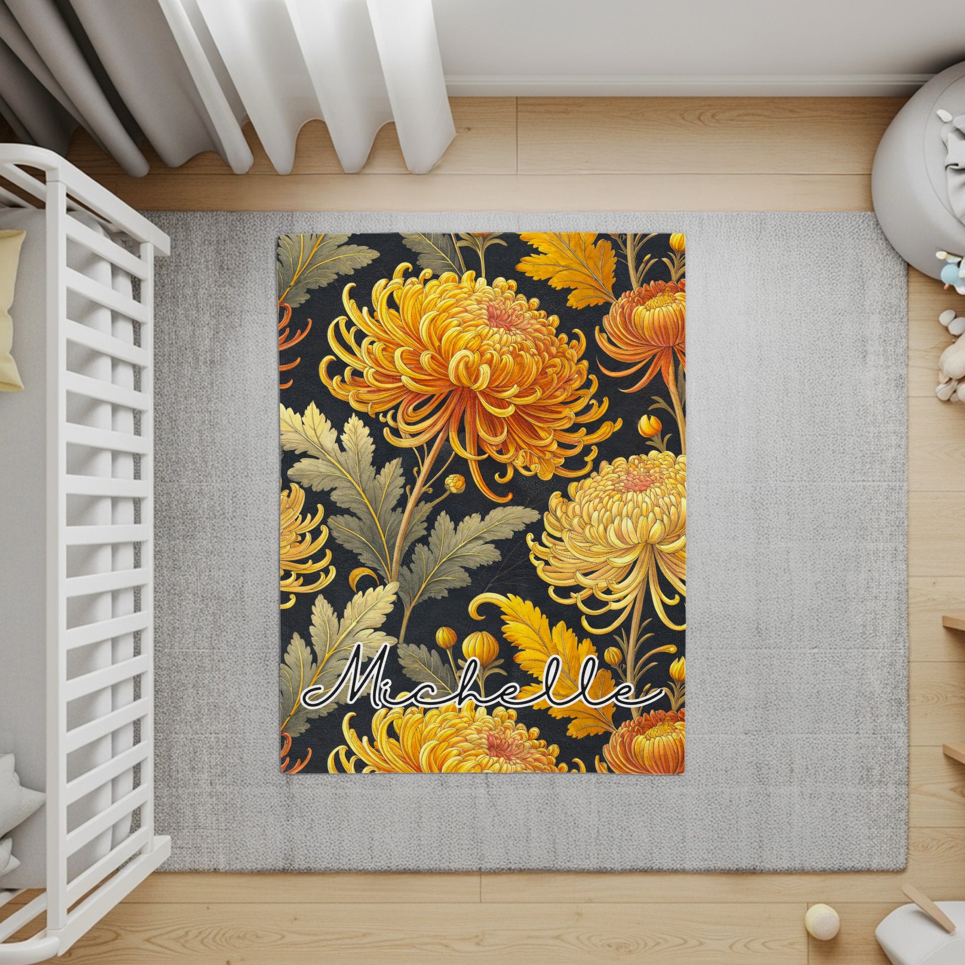 Personalized Floral Rug with Elegant Michelle Design