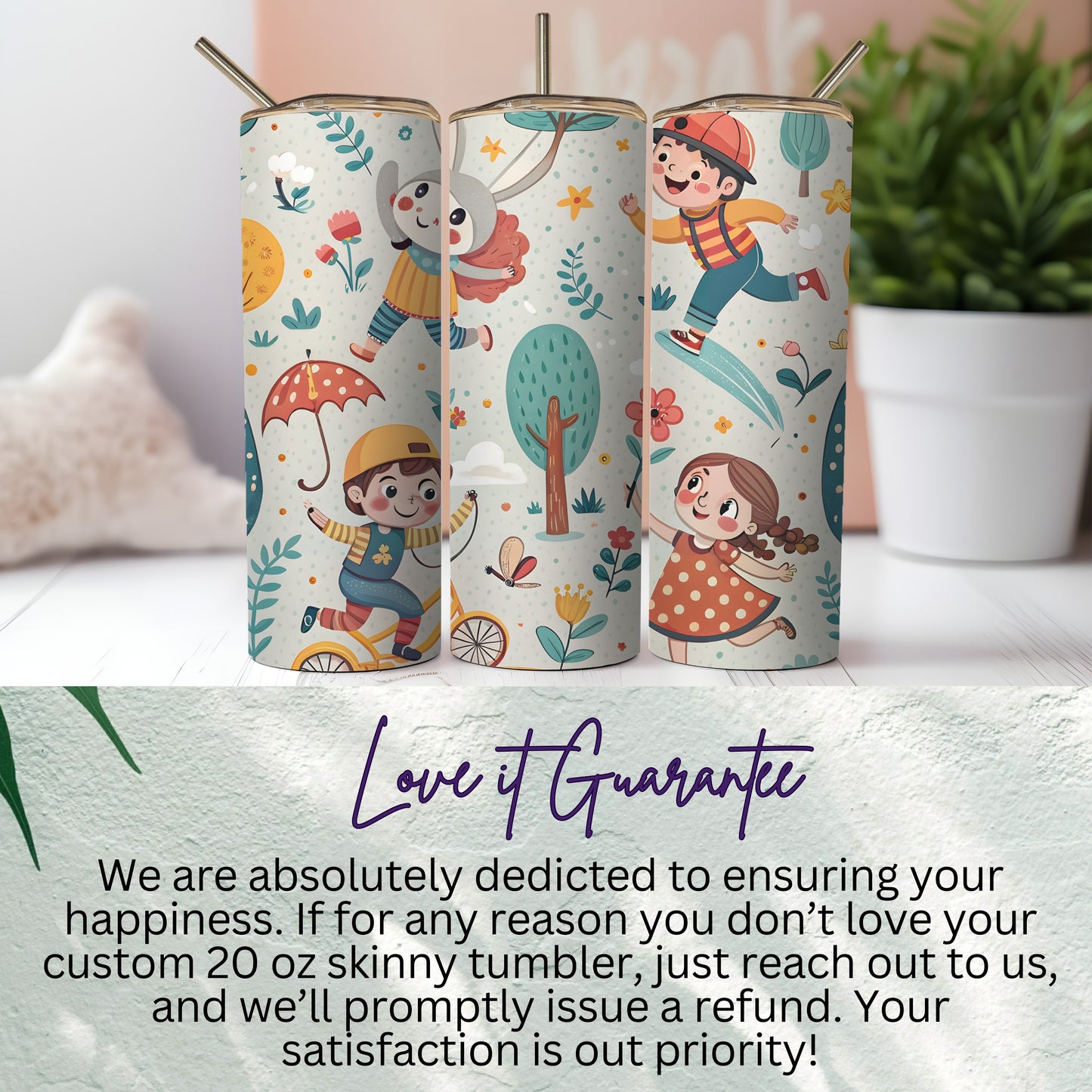 Cute Kids Playing Design Skinny Tumbler 20 oz Tumbler